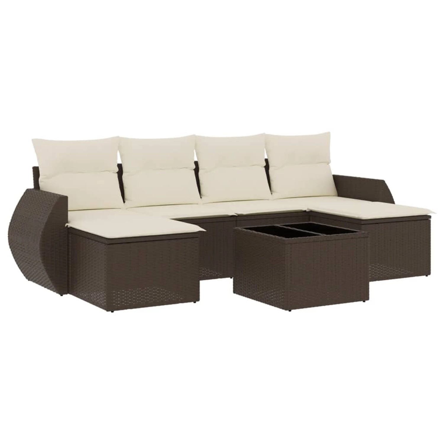 vidaXL 7-Tlg Garten-Sofagarnitur mit Kissen Braun Poly Rattan 3252870 günstig online kaufen