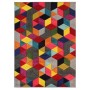 Flair Rugs Kinderteppich Dynamic mit lebendigem, mehrfarbigem Würfelmuster. Strapazierfähiger Teppich aus Polypropylen.