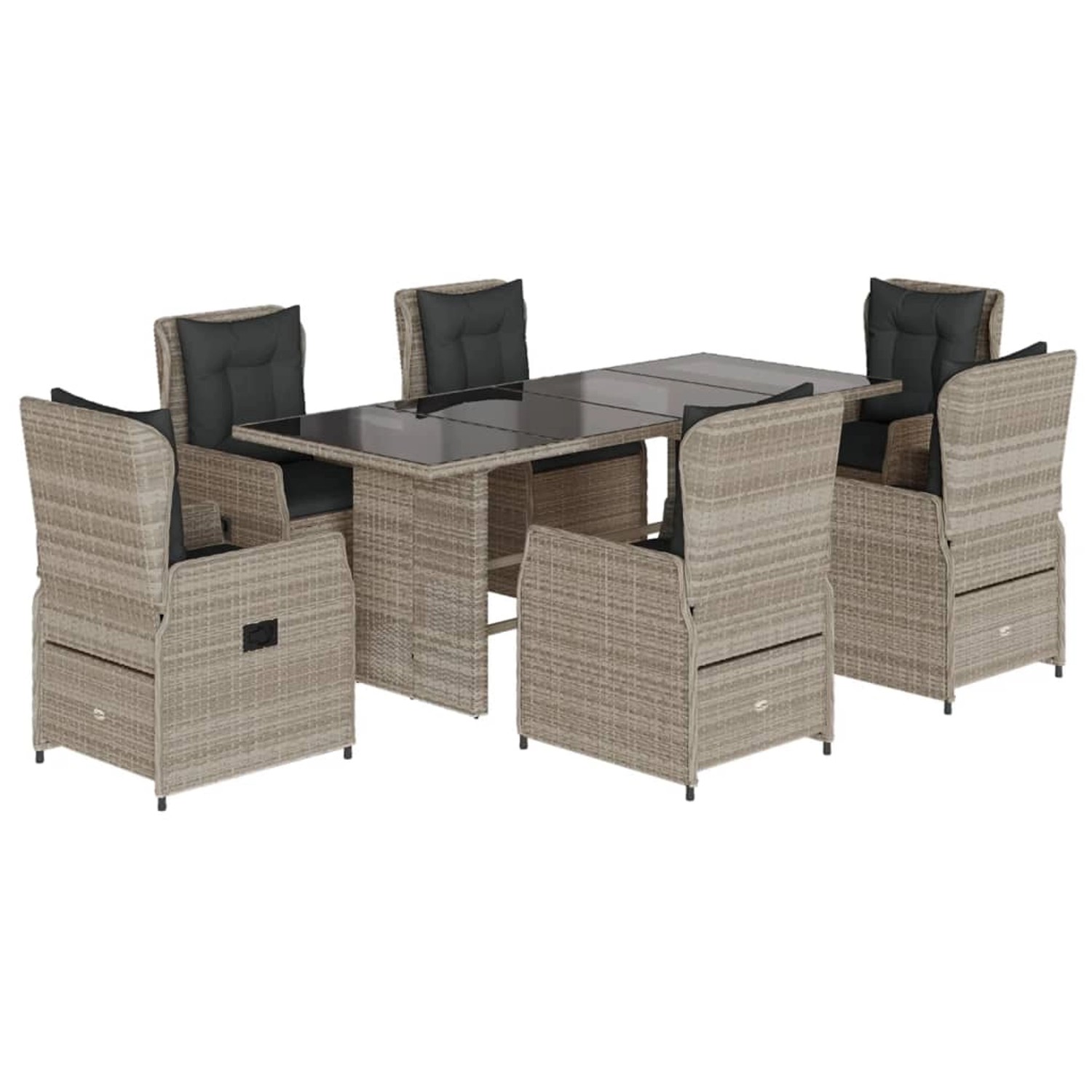 vidaXL 7-Tlg Garten-Essgruppe mit Kissen Hellgrau Poly Rattan 3262795 günstig online kaufen