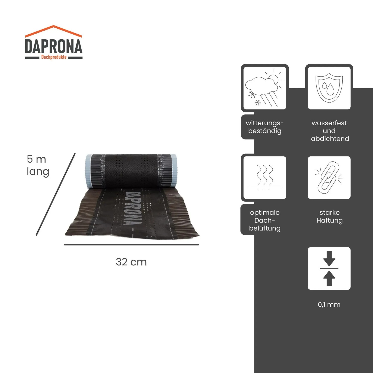 Daprona Firstrolle Alu Super Vent, 5m x 320mm, braun. Abdichtung für Dachfirst und optimale Belüftung.