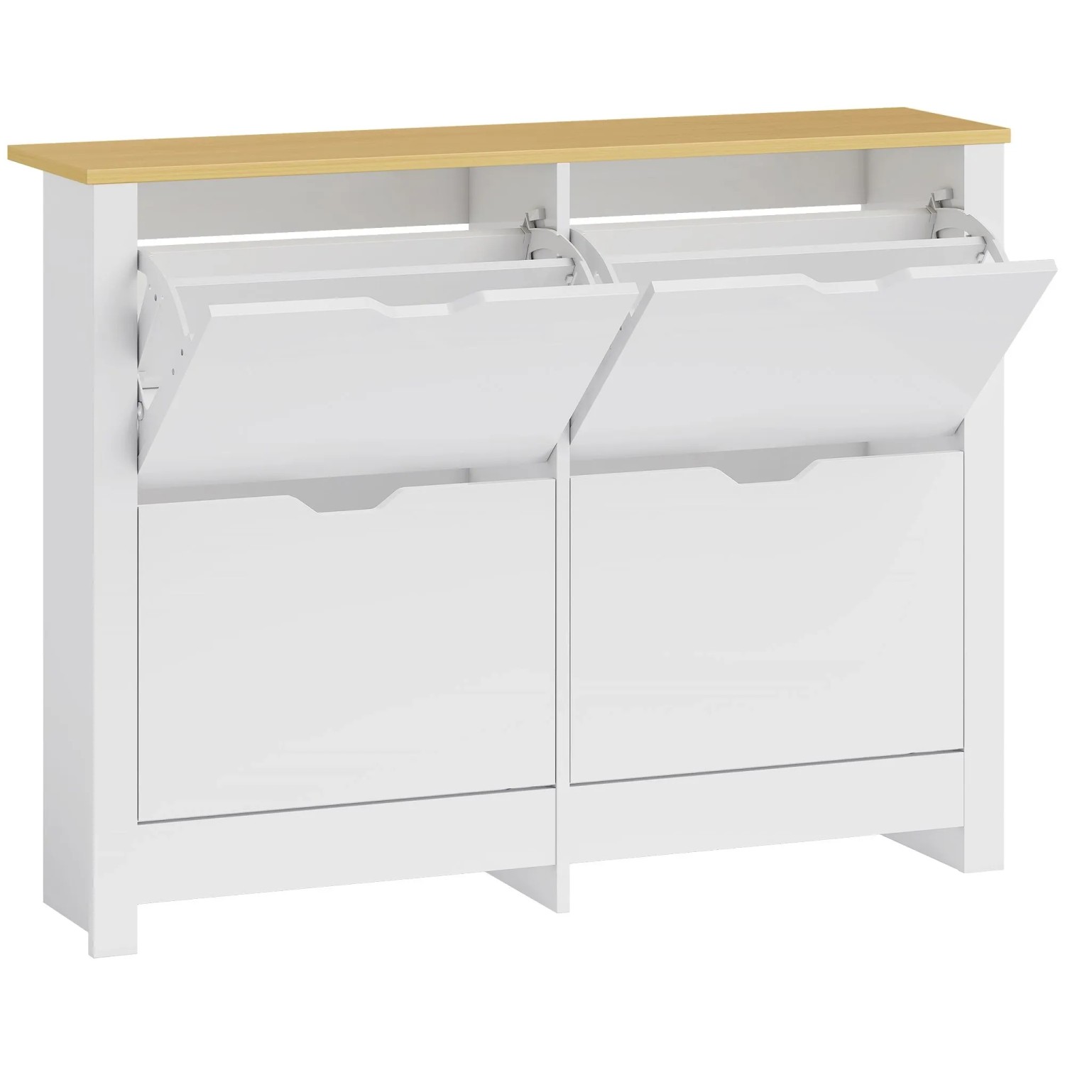 HOMCOM Flip-down Shoe Cabinet Spanplatte 105L x 26B x 80H cm Weiß