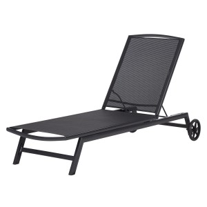 Schwarze ebuy24 Stara Sonnenliege mit Rollen für den Garten.