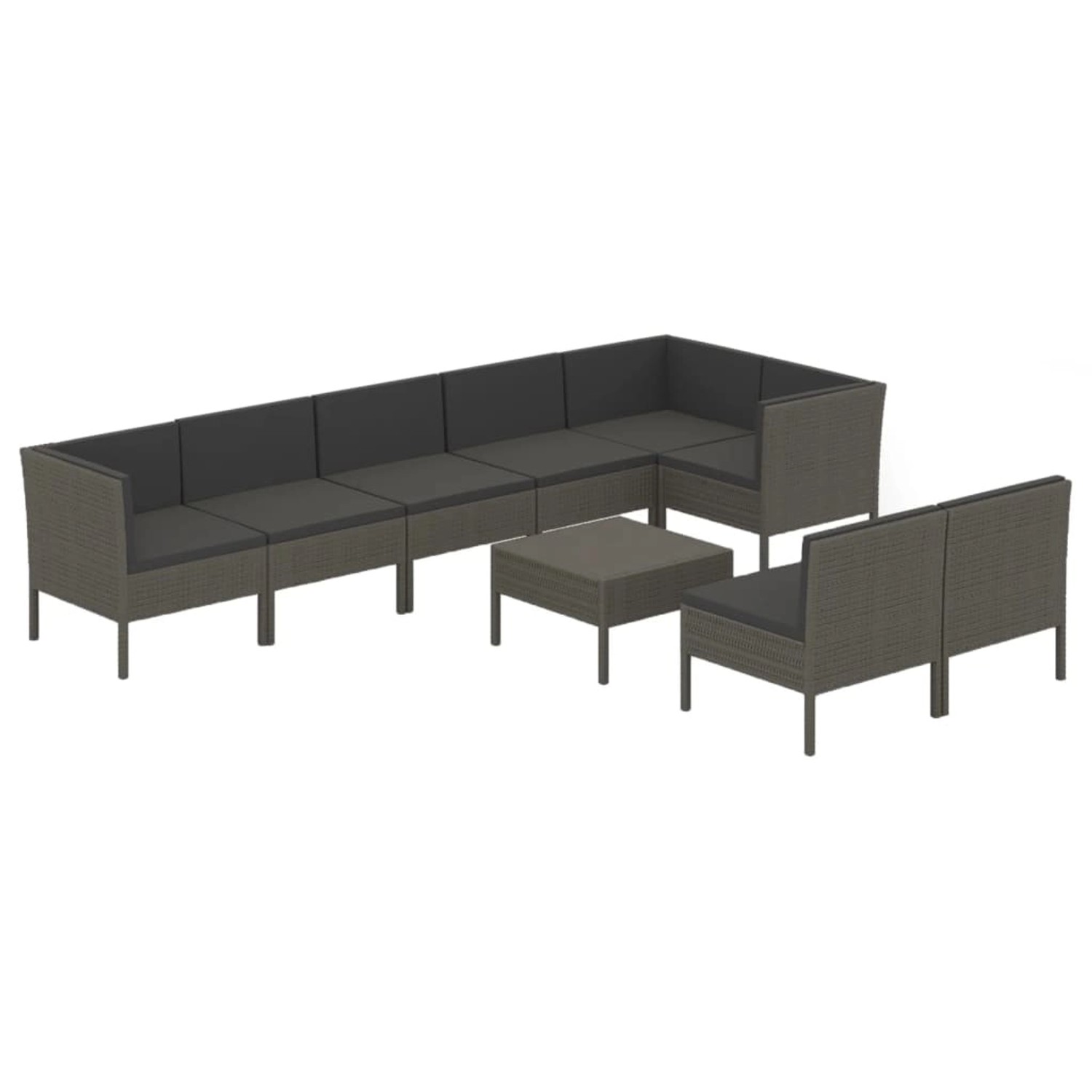 vidaXL 9-tlg Garten-Lounge-Set mit Auflagen Poly Rattan Grau Modell 14