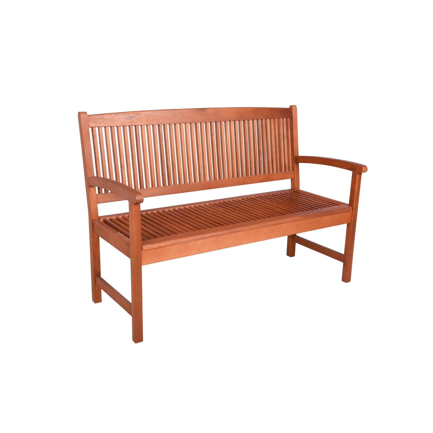 DELUKE Gartenbank TOURS 2-Sitzer 127cm Breit Eukalyptus Hellbraun Terrassenbank Wetterfest Sitzbank Outdoor Bank