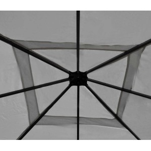 Innenansicht der grauen MCW Pergola Calpe 4x4m Terrassenüberdachung mit Stahlgestell.