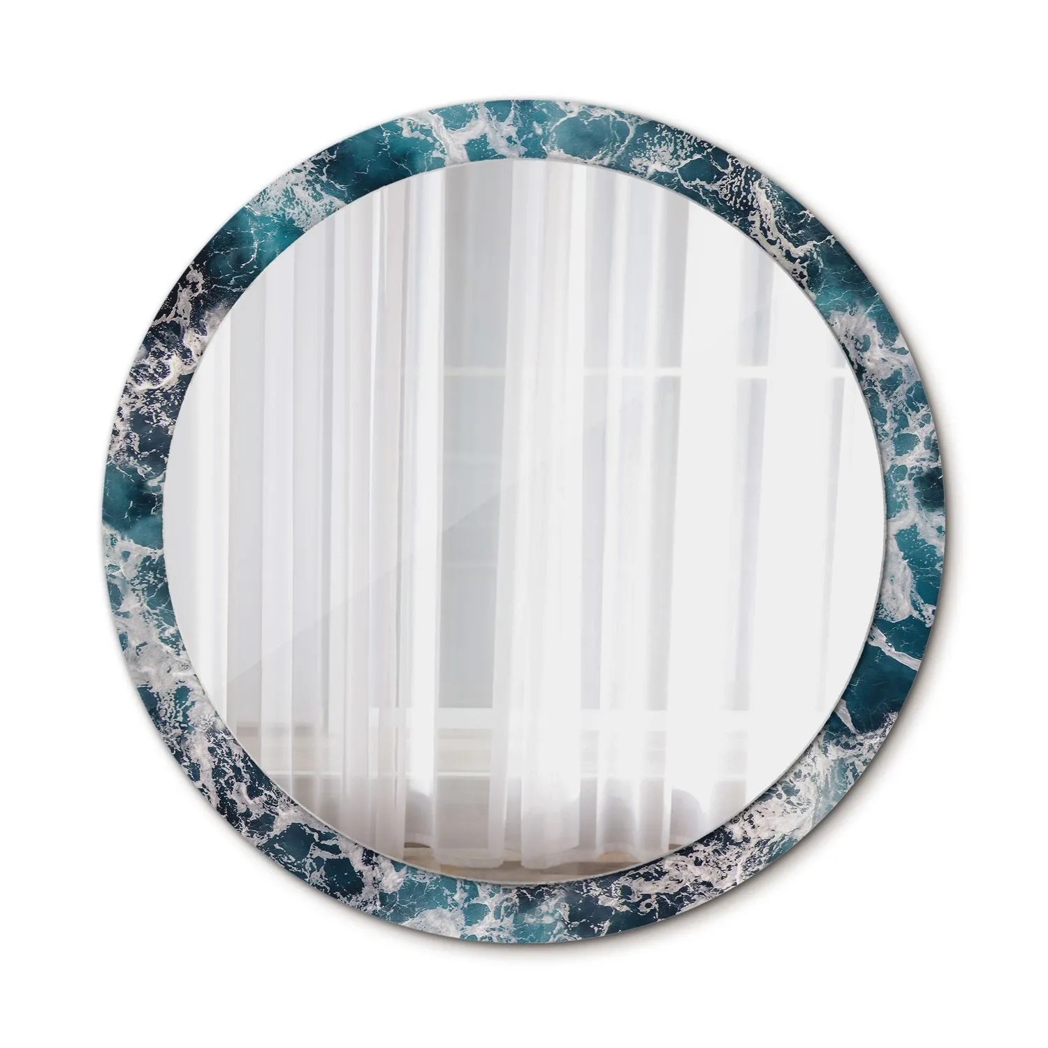 Tulup Bedruckte Spiegel Stürmische See 100x100 cm Runder Spiegel mit Dekora günstig online kaufen