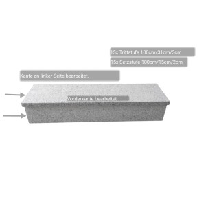 Pedras Salgadas Außentreppenbelag, geflammter Granit, 100cm breit, für max. 18,5cm Steigung.