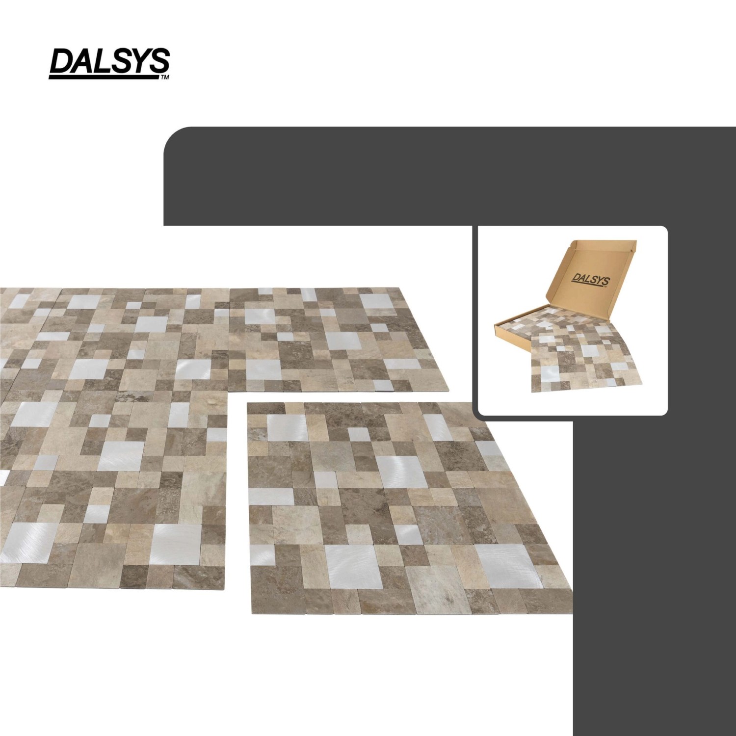 Dalsys Selbstklebende Fliesen 1m² 11 Stück Steinoptik Quadrate Sand Silber_3