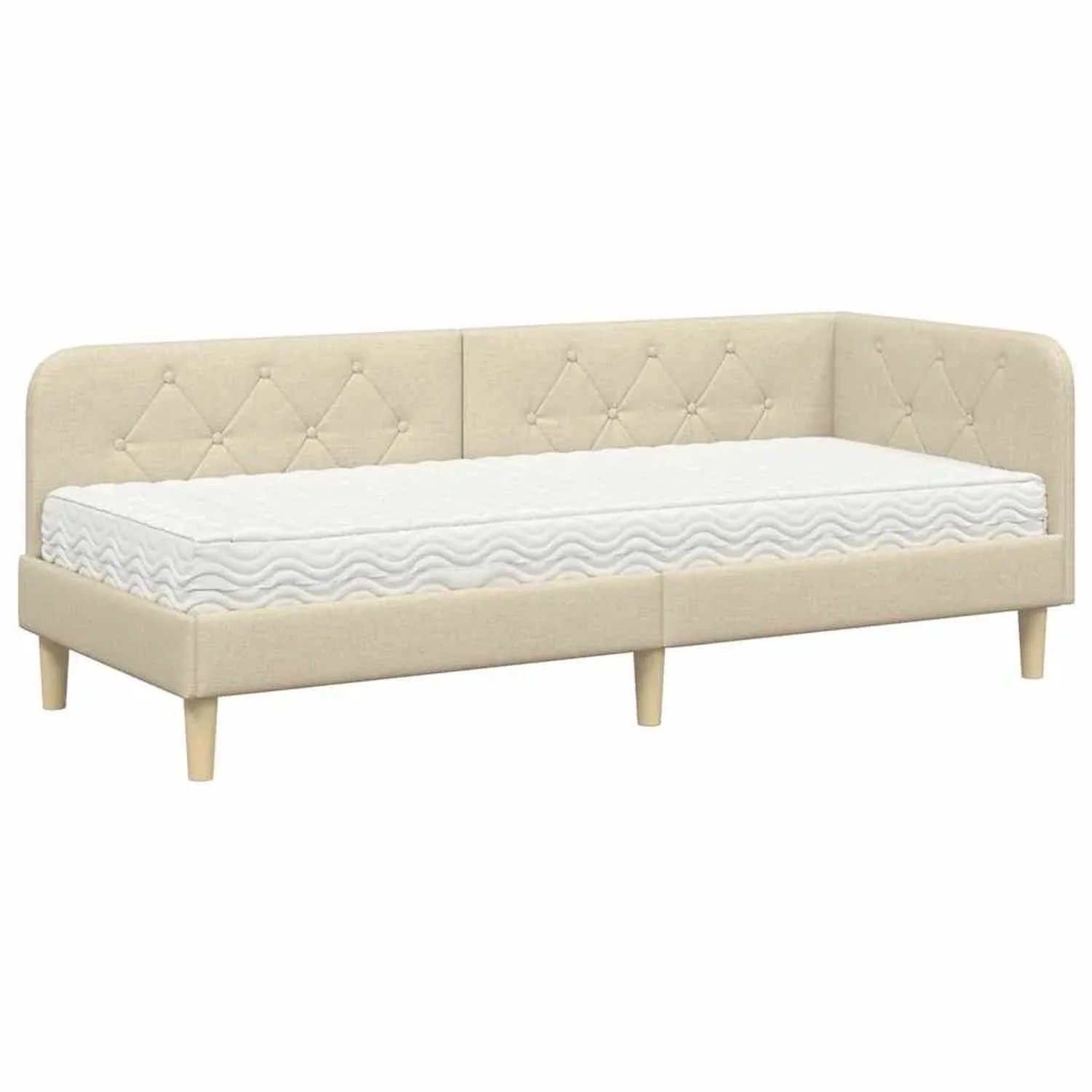 vidaXL Eckbettgestell mit Matratze Creme 80 x 200 cm Stoff 3394107 günstig online kaufen