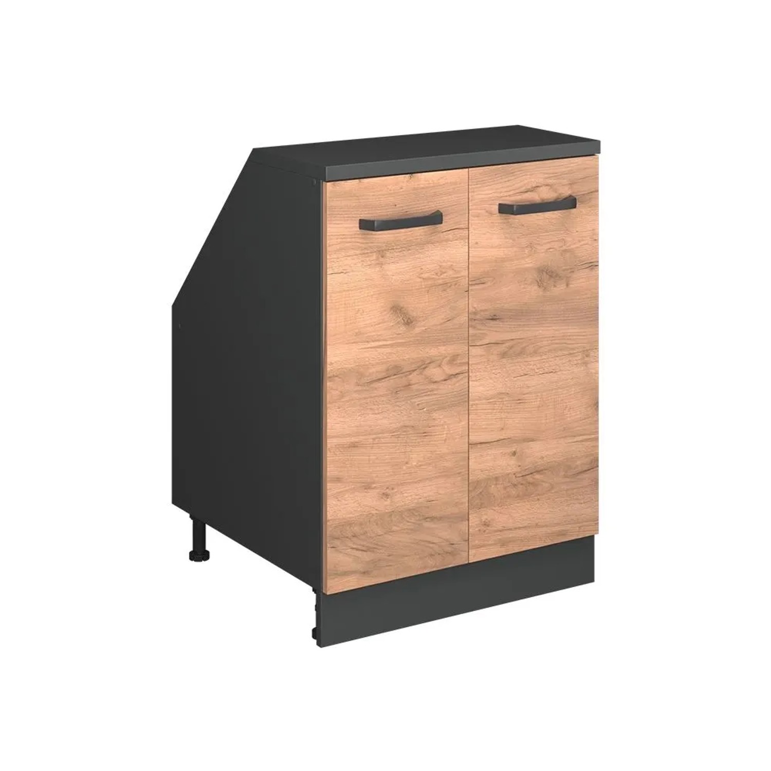 Vicco Küchenschrank für Dachschrägen R-Line Goldkraft Eiche 60 x 82 mit 2 Türen Schrankkorpus 60 cm Tiefe Art Nr 59960