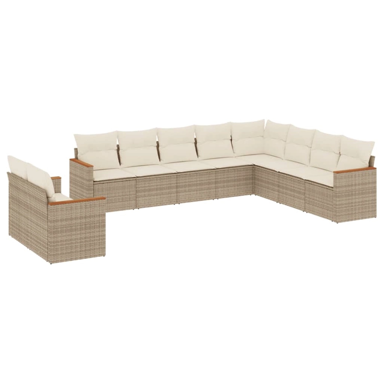 vidaXL 10-Tlg Garten-Sofagarnitur mit Kissen Beige Poly Rattan 3226114 günstig online kaufen