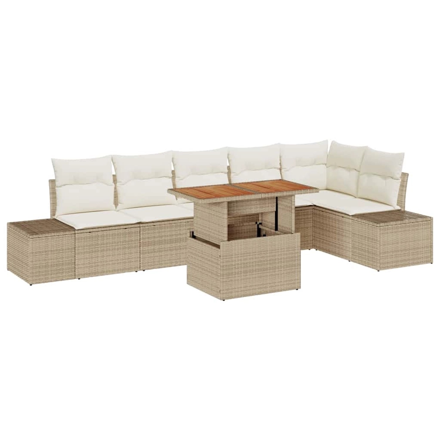 vidaXL Garten-Sofa-Set mit Speicher 7-Tlg Beige Poly Rattan 3358710 günstig online kaufen