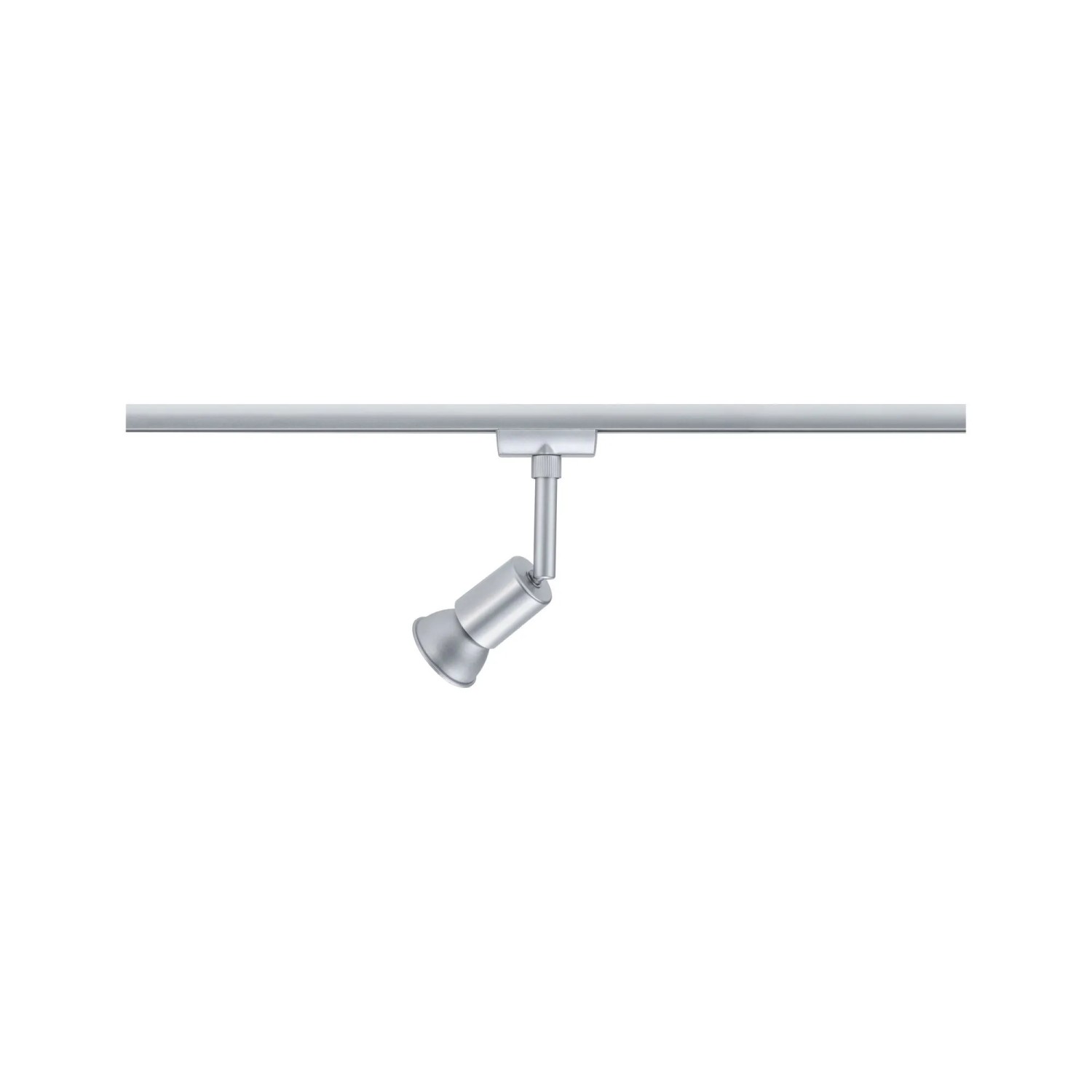 Paulmann URail Schienenspot Salt in Chrom matt, an einer Schiene montiert. Moderner LED-Spot für flexible Beleuchtung.