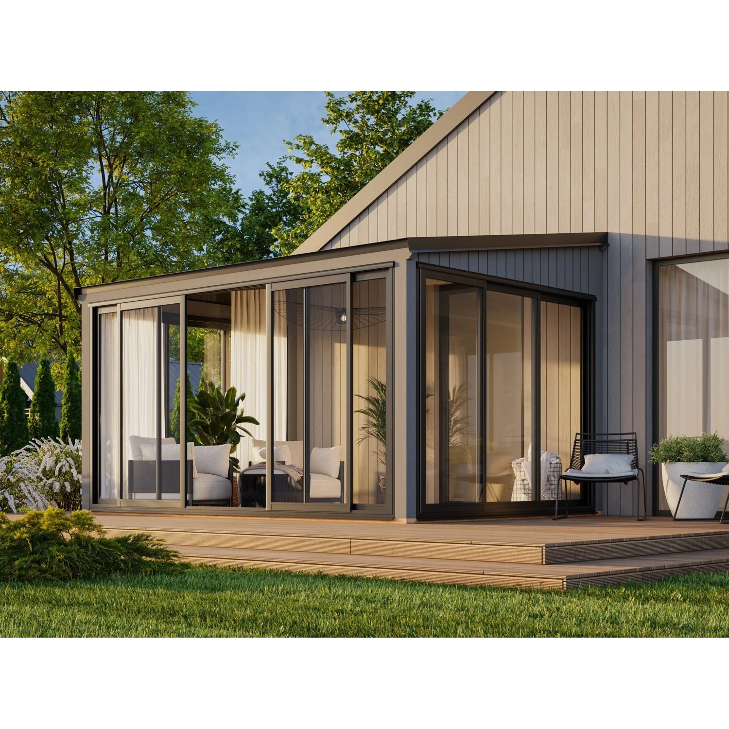 Palmako Holz-Gartenhaus Lumi Slide Pultdach Lackiert 420 cm x 297 cm 11,6 m²