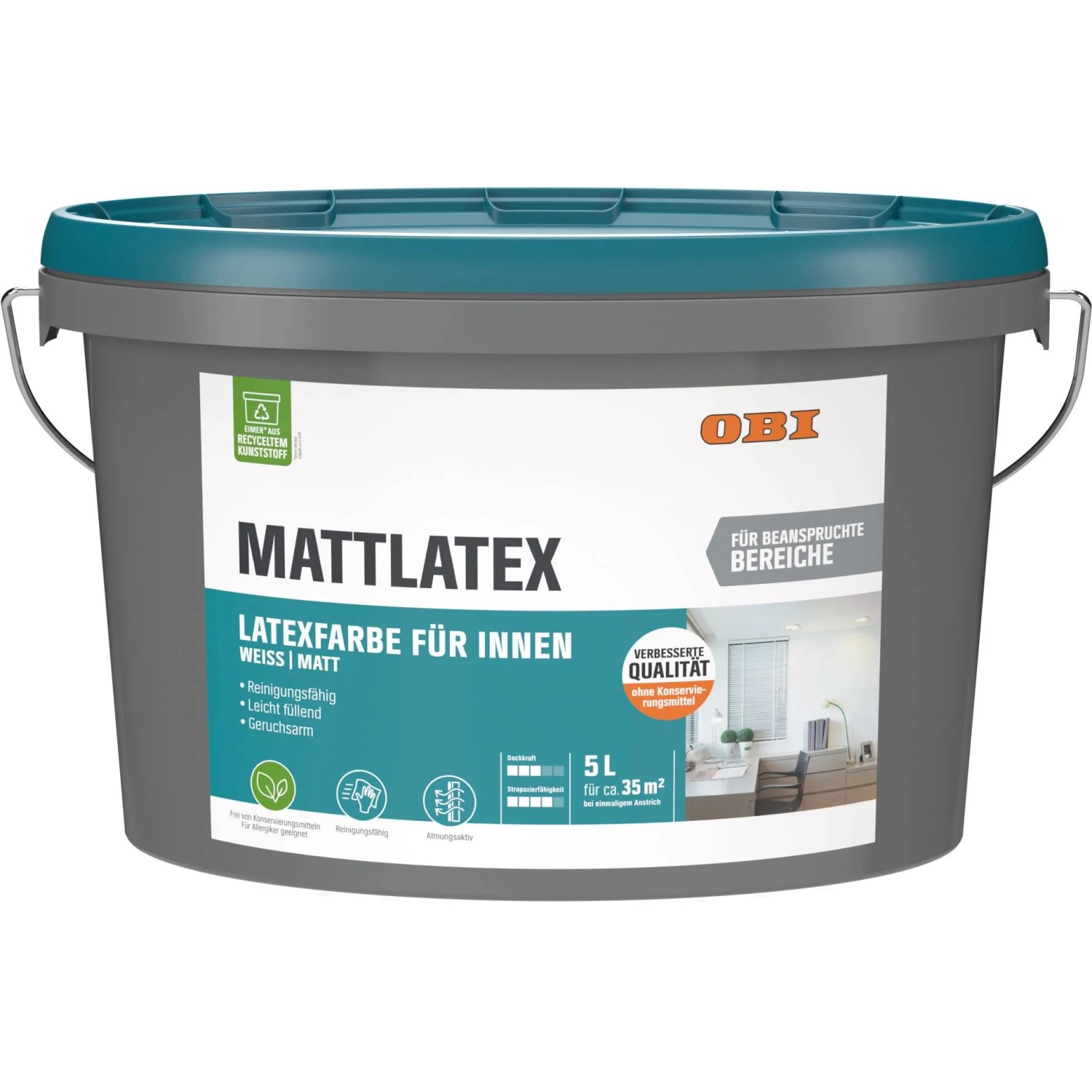 OBI Mattlatex Konservierungsmittelfrei Weiß-Matt 5,