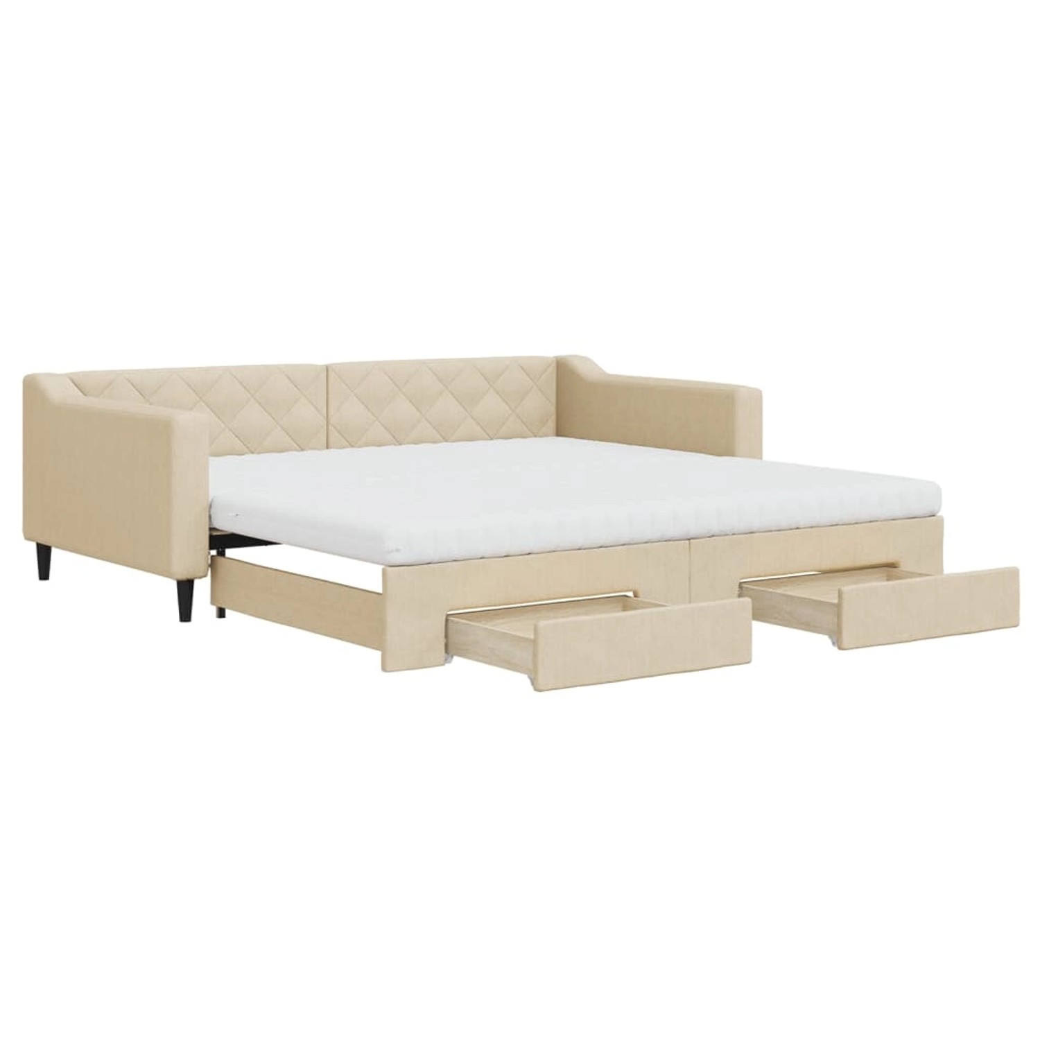 vidaXL Tagesbett Ausziehbar mit Schubladen Creme 100x200 cm Stoff1884542 günstig online kaufen