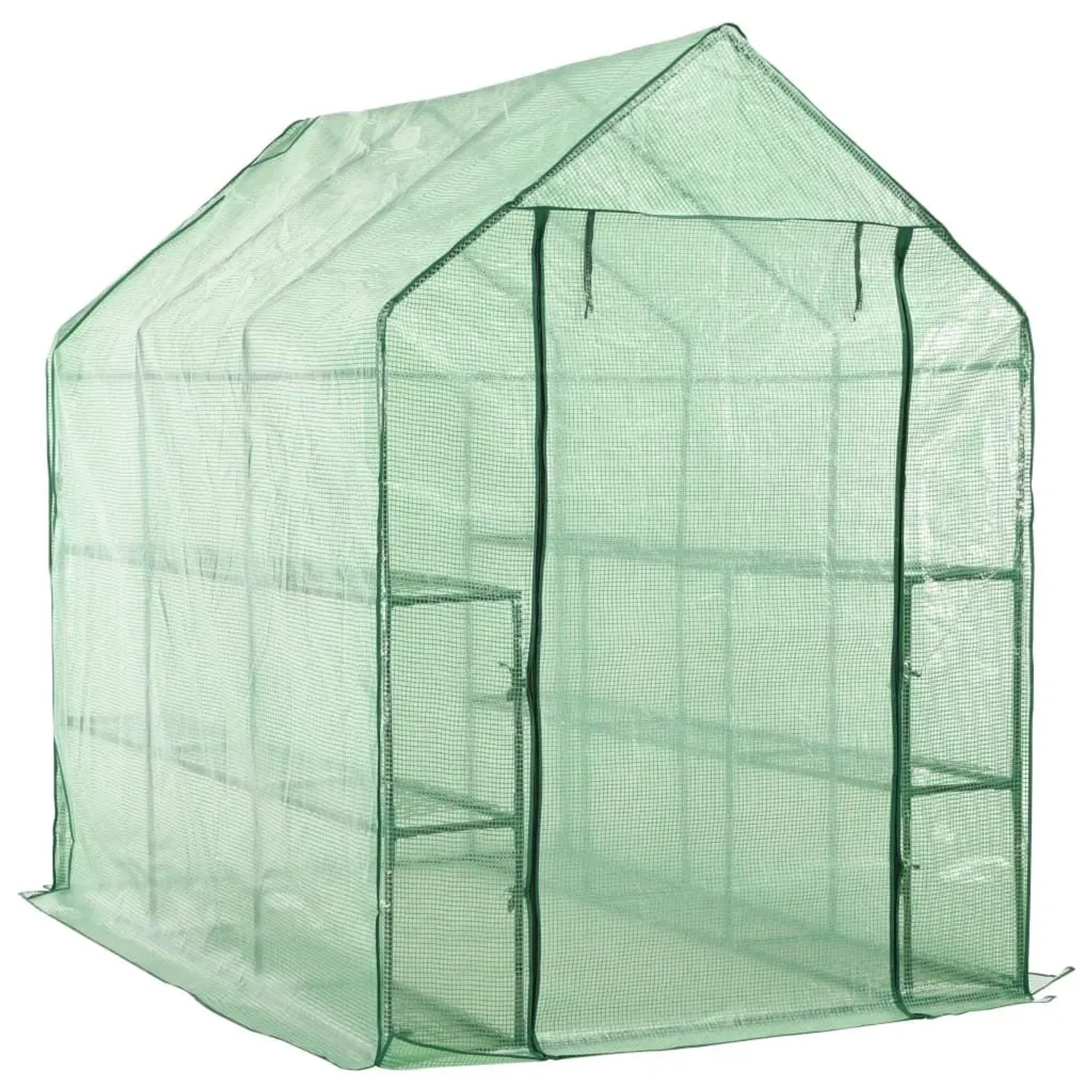 vidaXL Begehbares Gewächshaus mit 12 Regalen Stahl 143 x 214 x 196 cm 46913