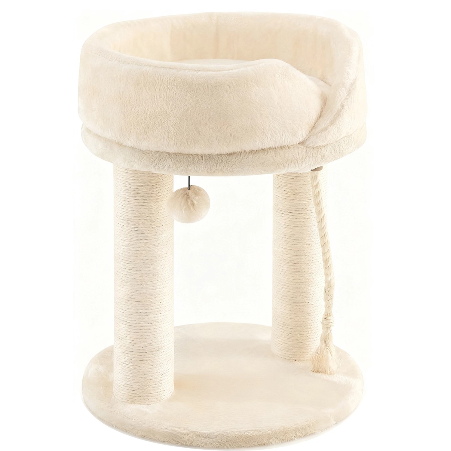 Costway Kratzbaum Klein 4 in 1 Katzenbaum mit Weicher Sitzfläche Beige