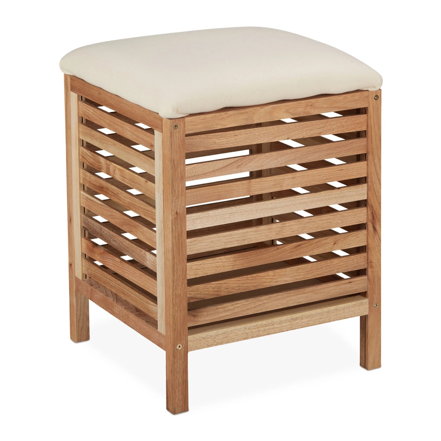 Relaxdays Wäschekorb Mit Sitz Walnussholz Natur Creme 51 Cm X 39 Cm X 39 Cm 3, 8 Kg
