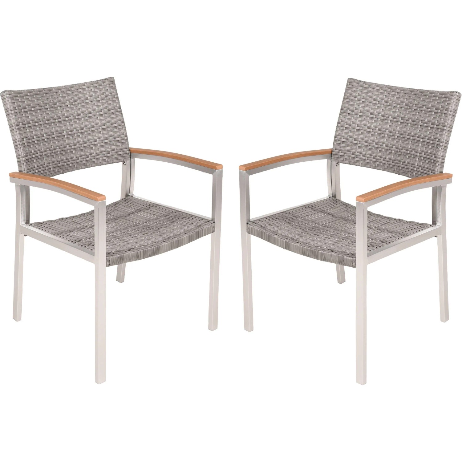 Garden Pleasure Stapelstuhl LIVORNO Aluminium mit Armlehnen Hellgrau 2er Set