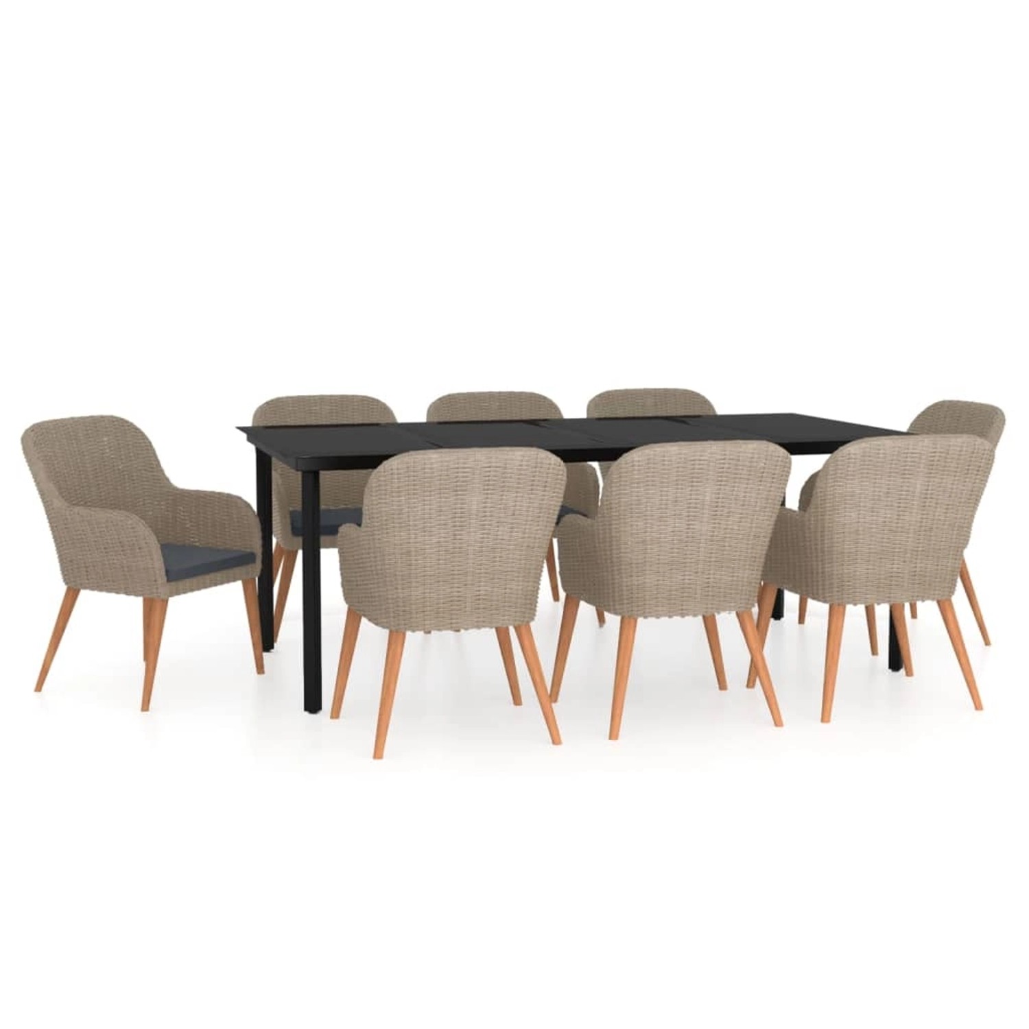 vidaXL 9-Tlg Garten-Essgruppe mit Kissen Braun 3099516