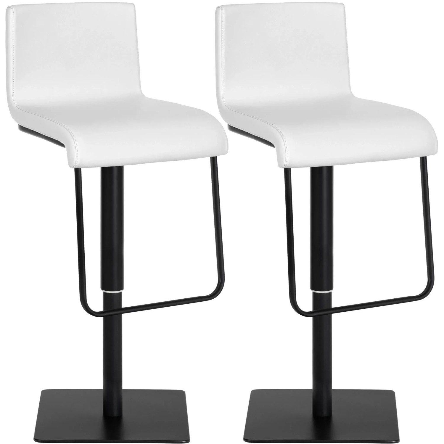 CLP 2er Set Barhocker Limon Kunstlederbezug Weiß/Schwarz