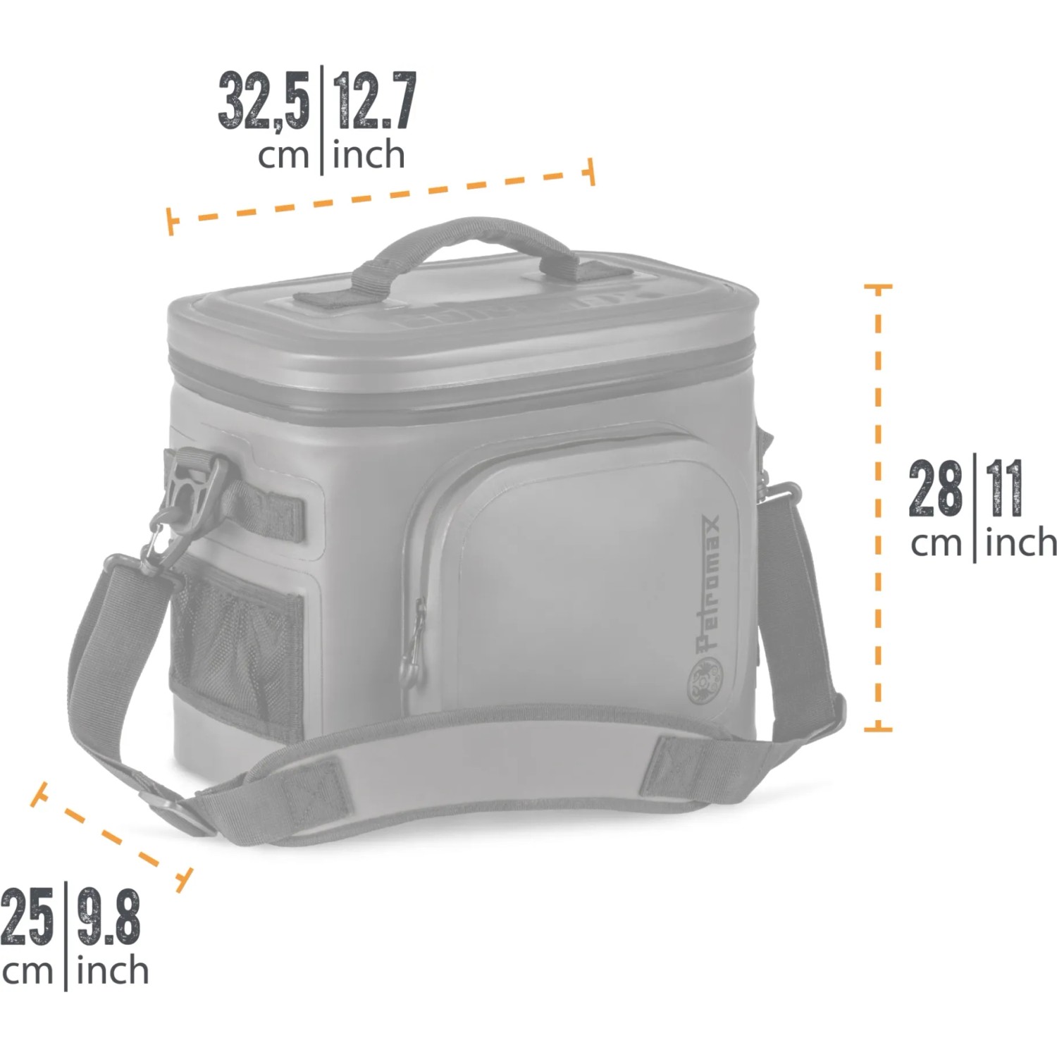 Petromax Kühltasche, dunkelgrau, 8 Liter. Kompakte Kühlbox für Camping und Outdoor-Aktivitäten.