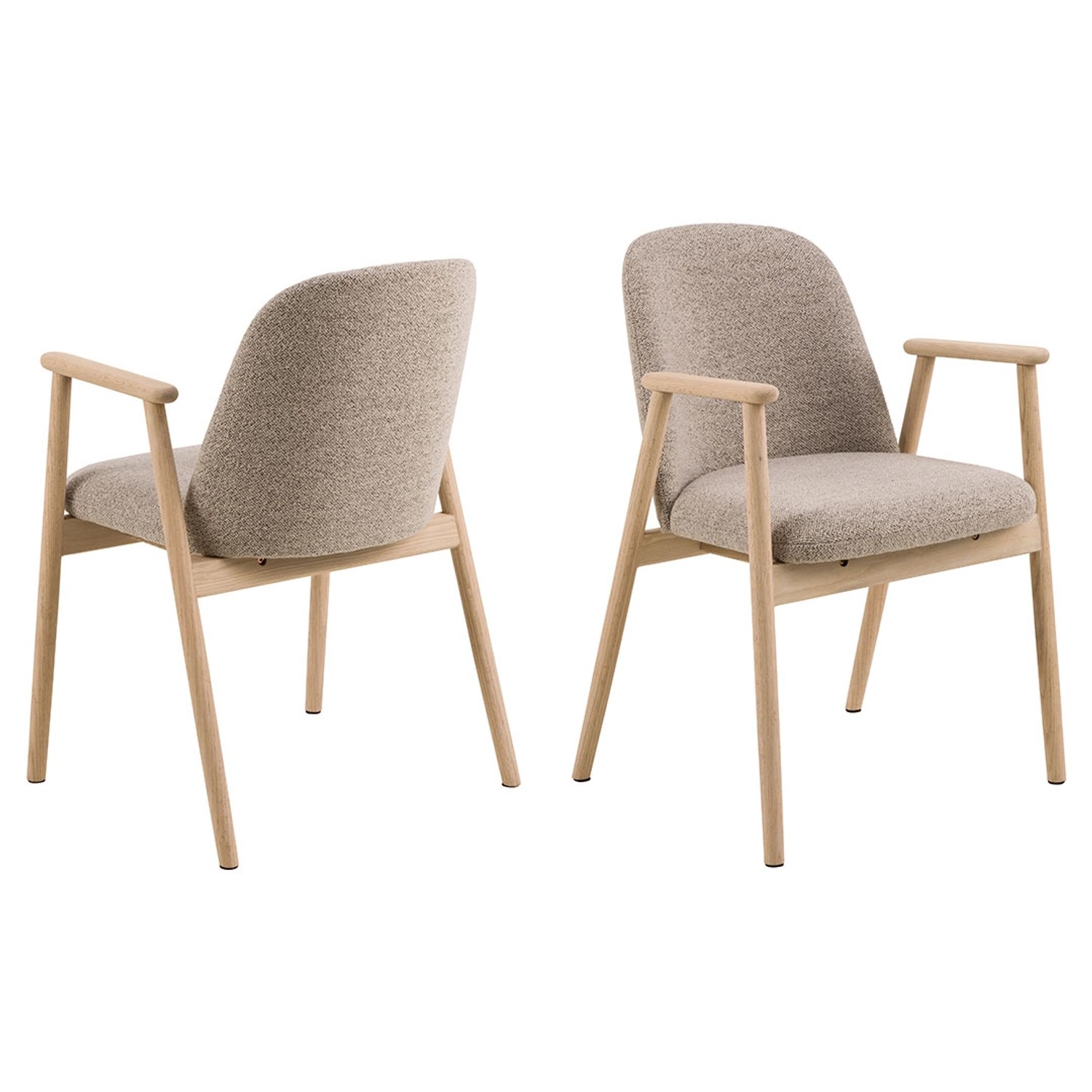 Elegante ebuy24 Leo Esszimmerstühle mit Armlehnen, Bouclé Beige, im Set.