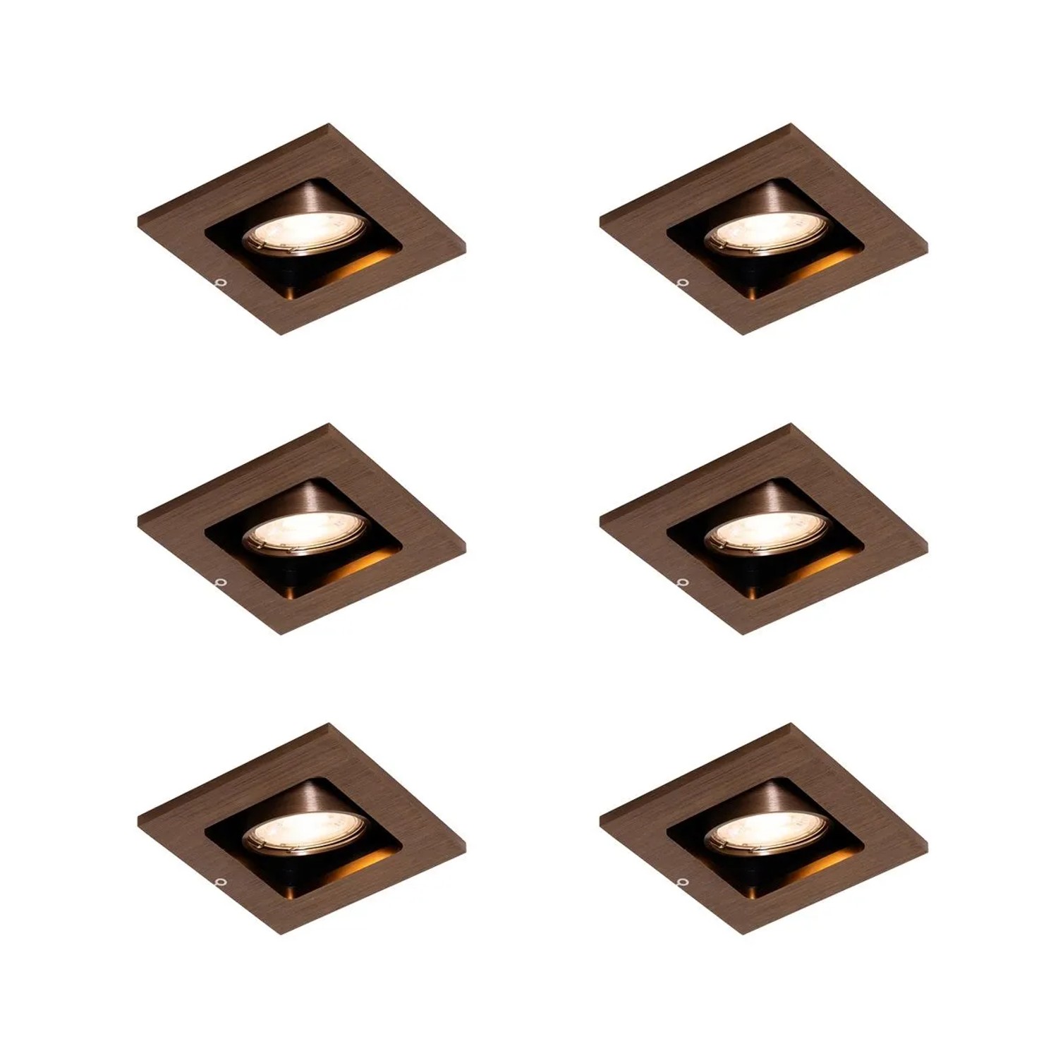 QAZQA Set mit 6 Modernen Einbaustrahlern Dunkelbronze Verstellbar Qure