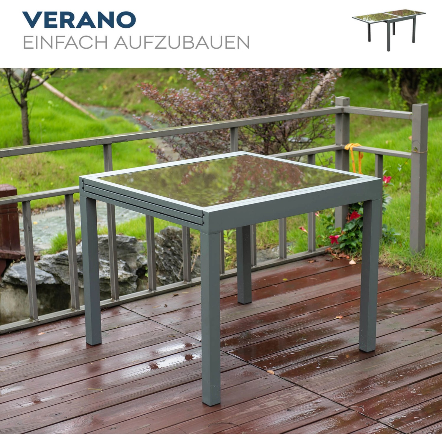 Home Deluxe Gartentisch Verano Ausziehbar 75 cm x 180 cm/90 cm x 90 cm günstig online kaufen