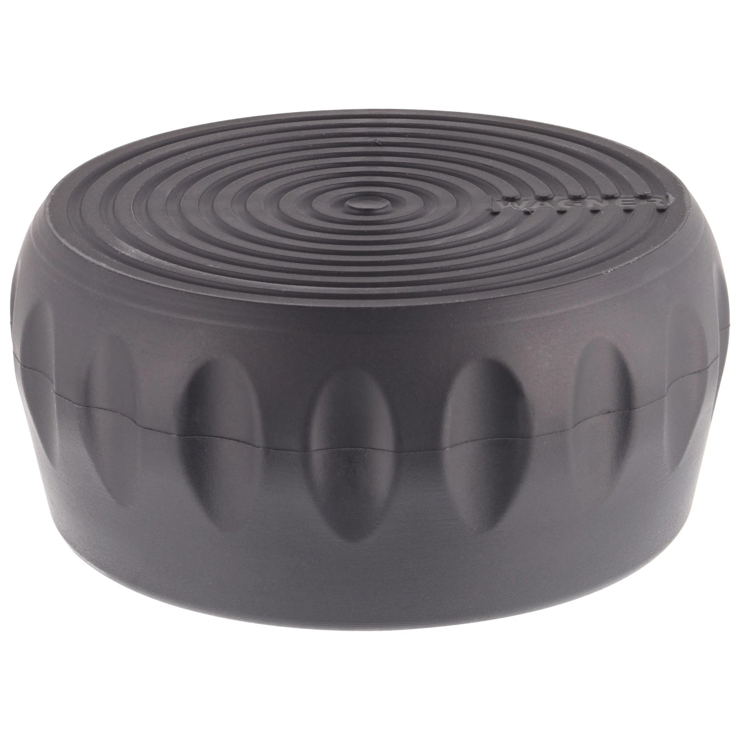 Schwarze Wagner Designkappe Teno EH3960, Ø 60 mm, für Möbelbau und Bodenschutz.