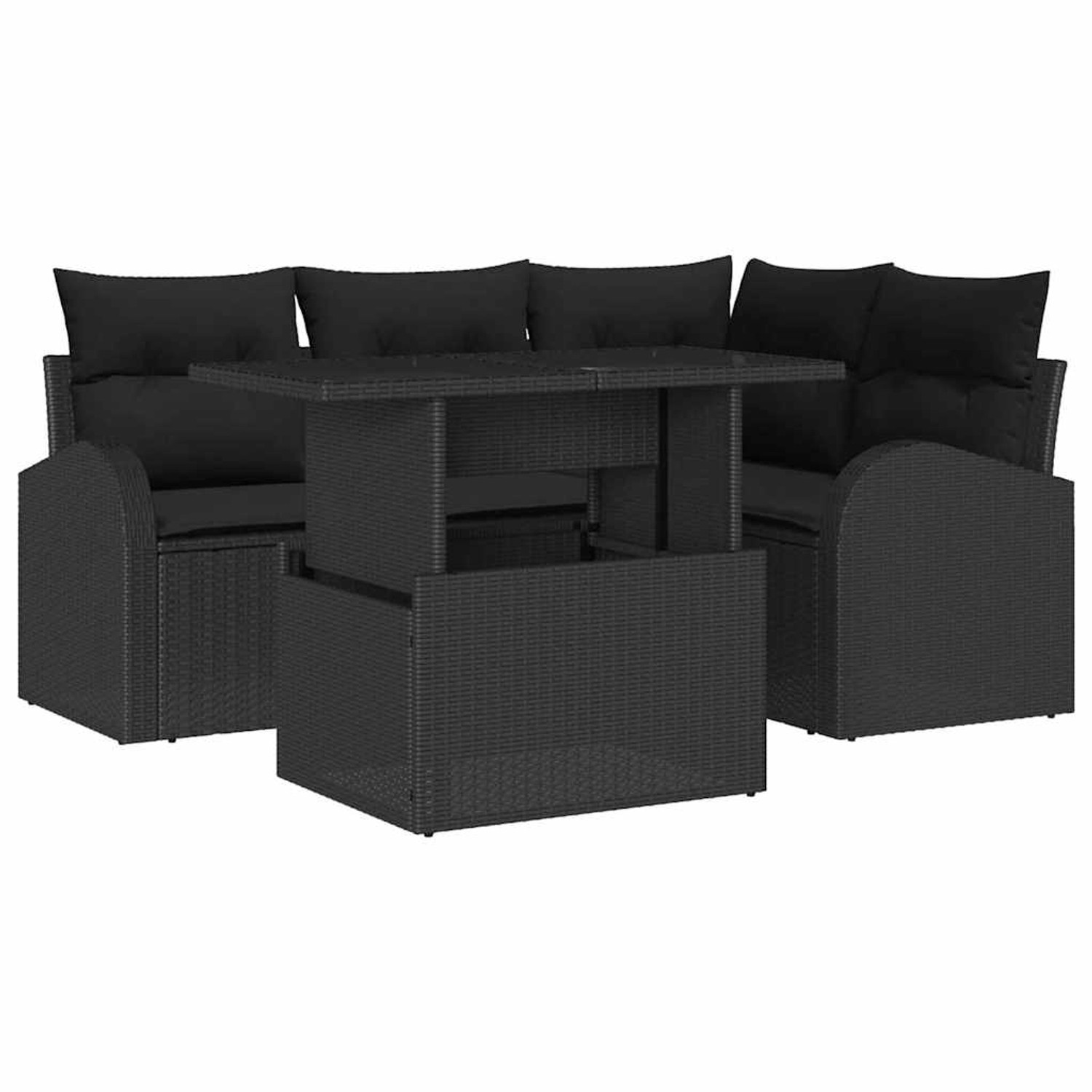 vidaXL Garten-Sofa-Set mit Kissen 5-Tlg Schwarz Poly Rattan 3348639 günstig online kaufen