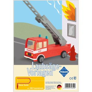 Pebaro Laubsägevorlage Feuerwehrauto aus Sperrholz zum Basteln und Sägen.