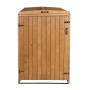 Braune Proregal XL Mülltonnenverkleidung aus gebeiztem Tannenholz mit Lamellen, Tür und Deckel.
