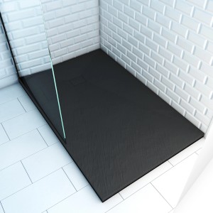 Aurlane Duschtasse "Stone" 140x90 in Anthrazit, Steinoptik, fast barrierefrei.