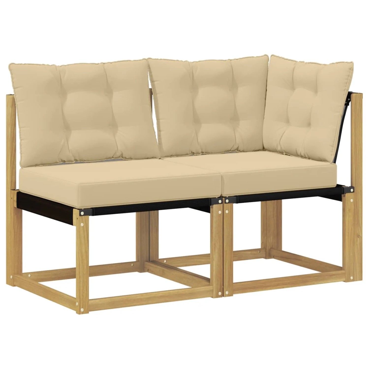vidaXL Outdoor Mittel- und Ecksofa mit Kissen 2 Stück Weiß 901620