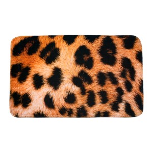 Sanilo Badteppich im Leopardenfell-Design, 50x80 cm. Flauschiger Badvorleger mit Leopardenmuster.