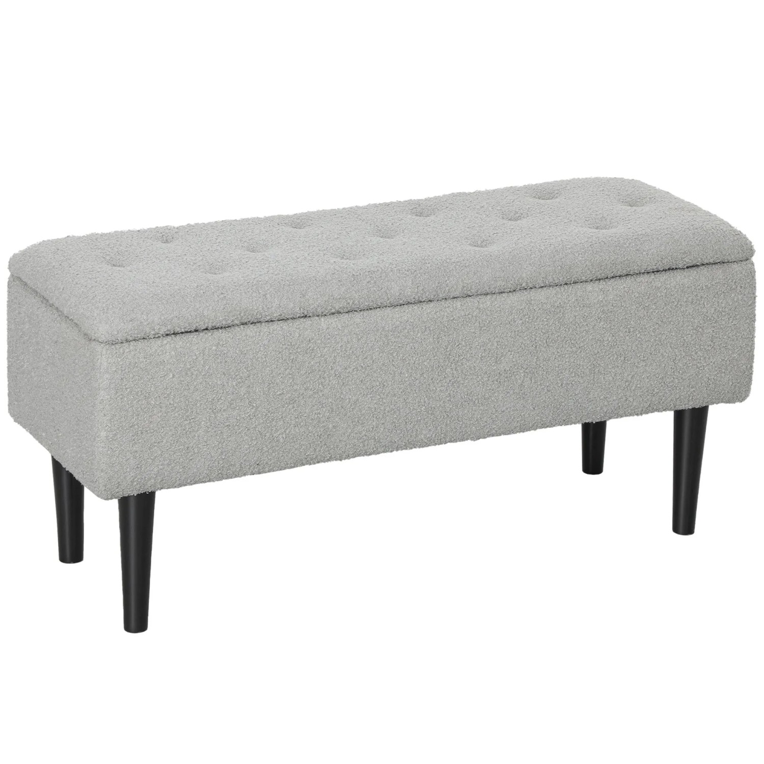 HOMCOM Sitzbank mit Stauraum Klappdeckel Samtoptik Grau 95 x 38 x 45 cm