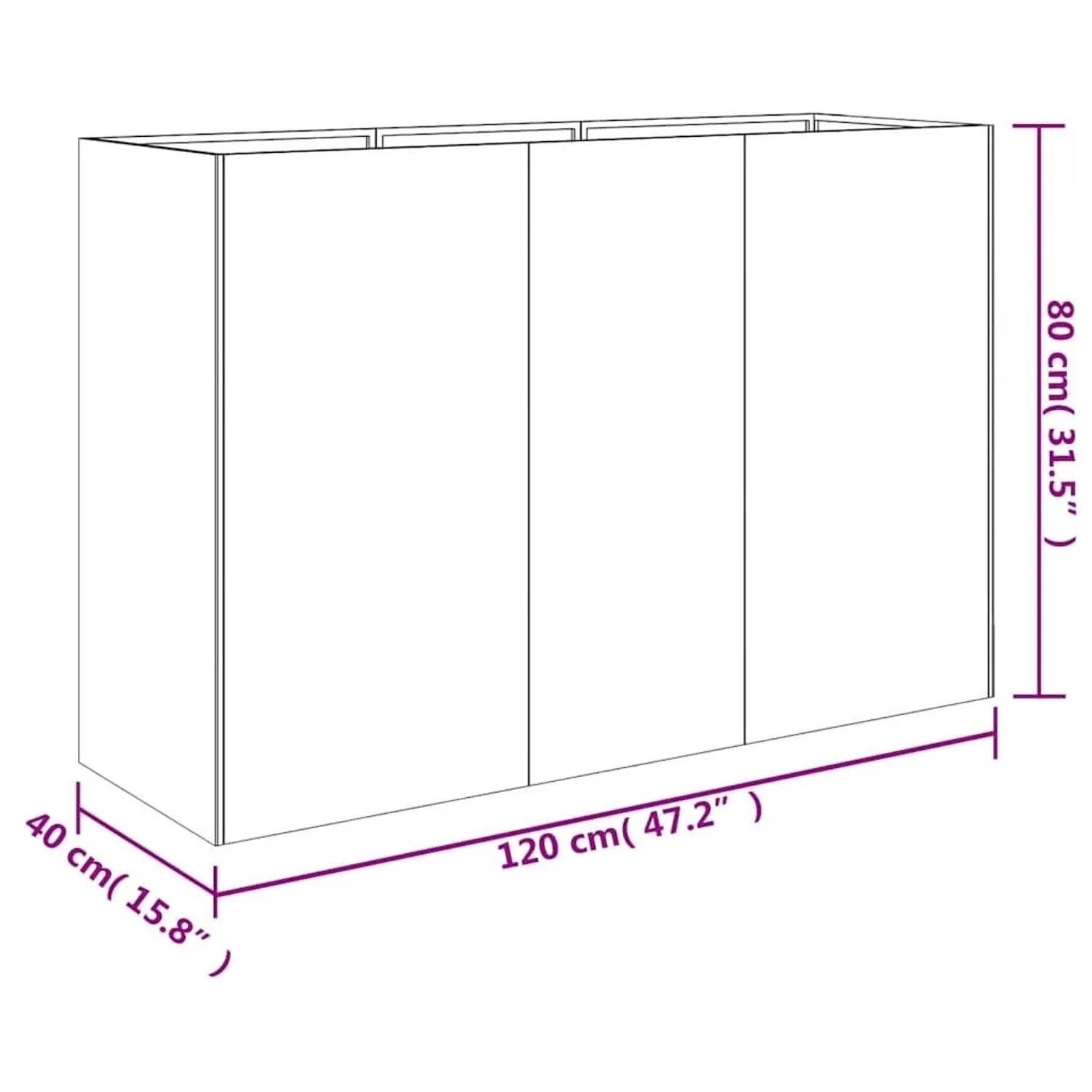 furnicato Hochbeet aus Cortenstahl, 120x40x80 cm, rostige Optik, für Garten und Terrasse.