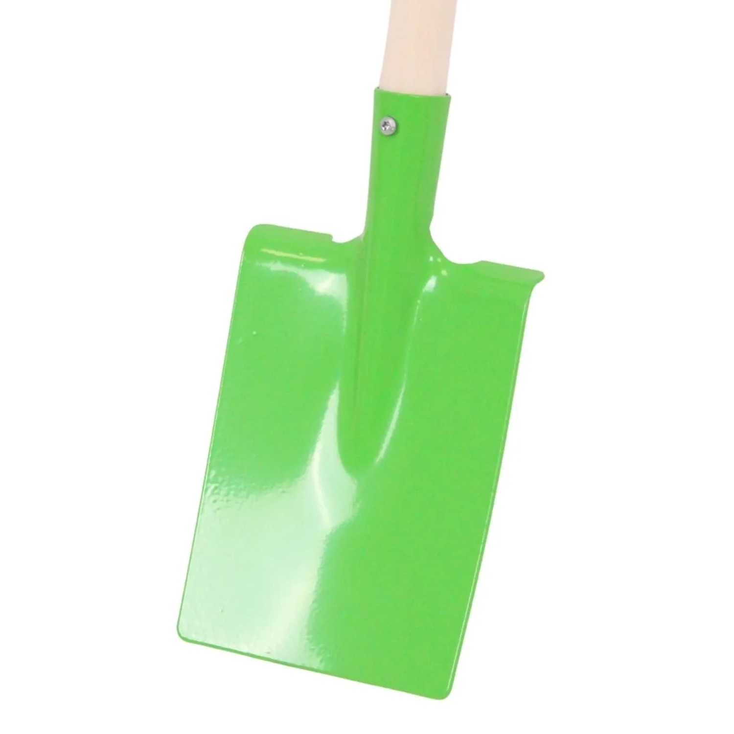 Galaflor Kinderspaten: Grünes, pulverbeschichtetes Metallblatt mit glattem Holzstiel. Robuste Kinderschaufel für Garten & Sandkasten.