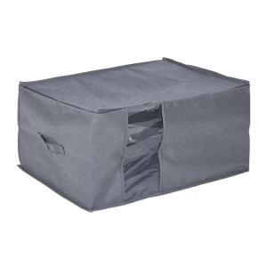 Relaxdays Unterbetttasche Vlies Kunststoff Grau Mit Sichtfenster und Reißverschluss 30 cm x 60 cm x 45 cm 0,1 kg