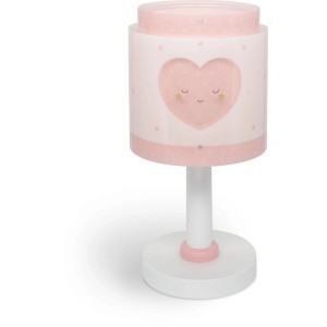 Rosa Dalber Tischlampe mit Herz-Nachtlicht für Kinder, ideal als Innenleuchte.