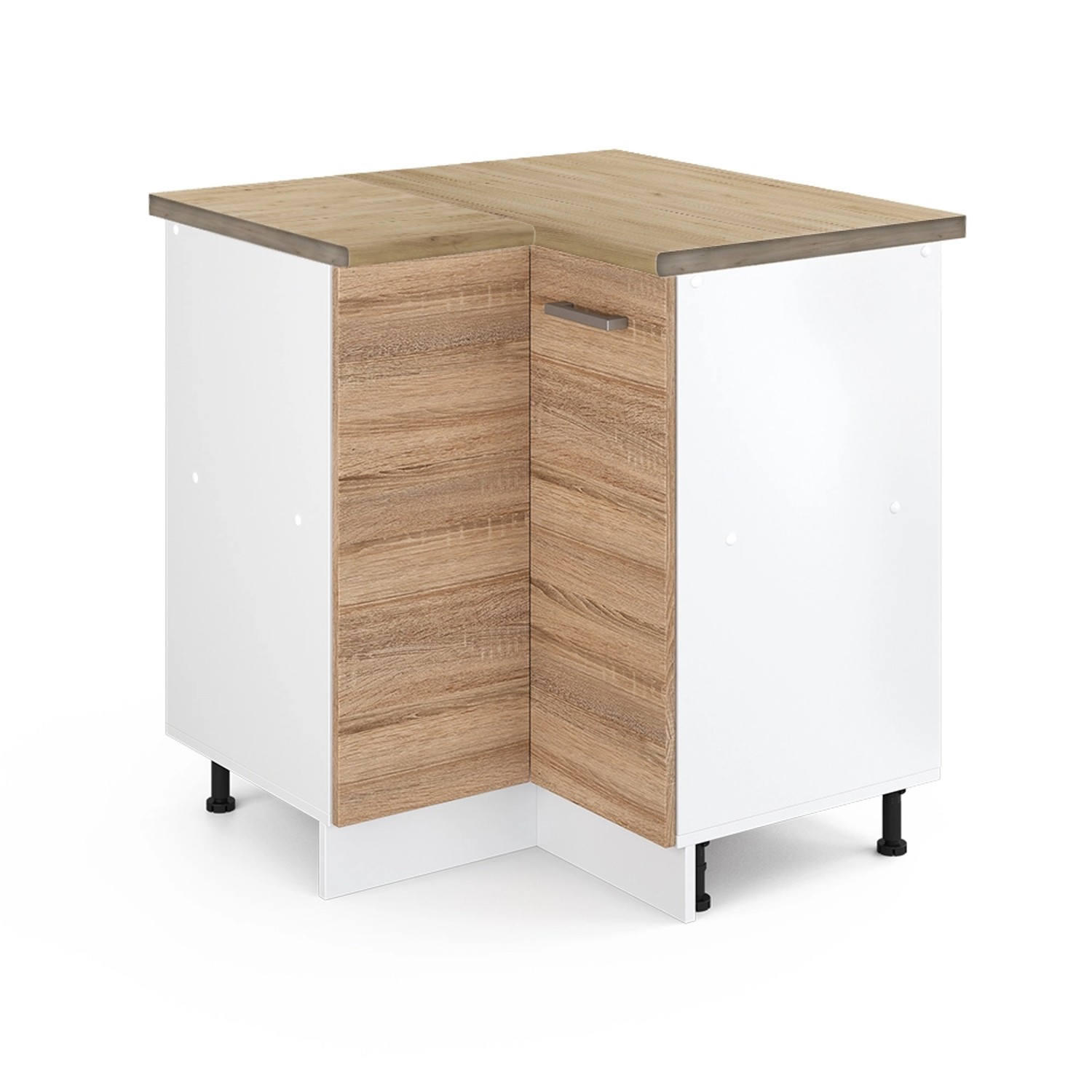 Vicco Eckunterschrank R-Line Küchen Eckschrank Sonoma/Weiß 76 cm AP Eiche