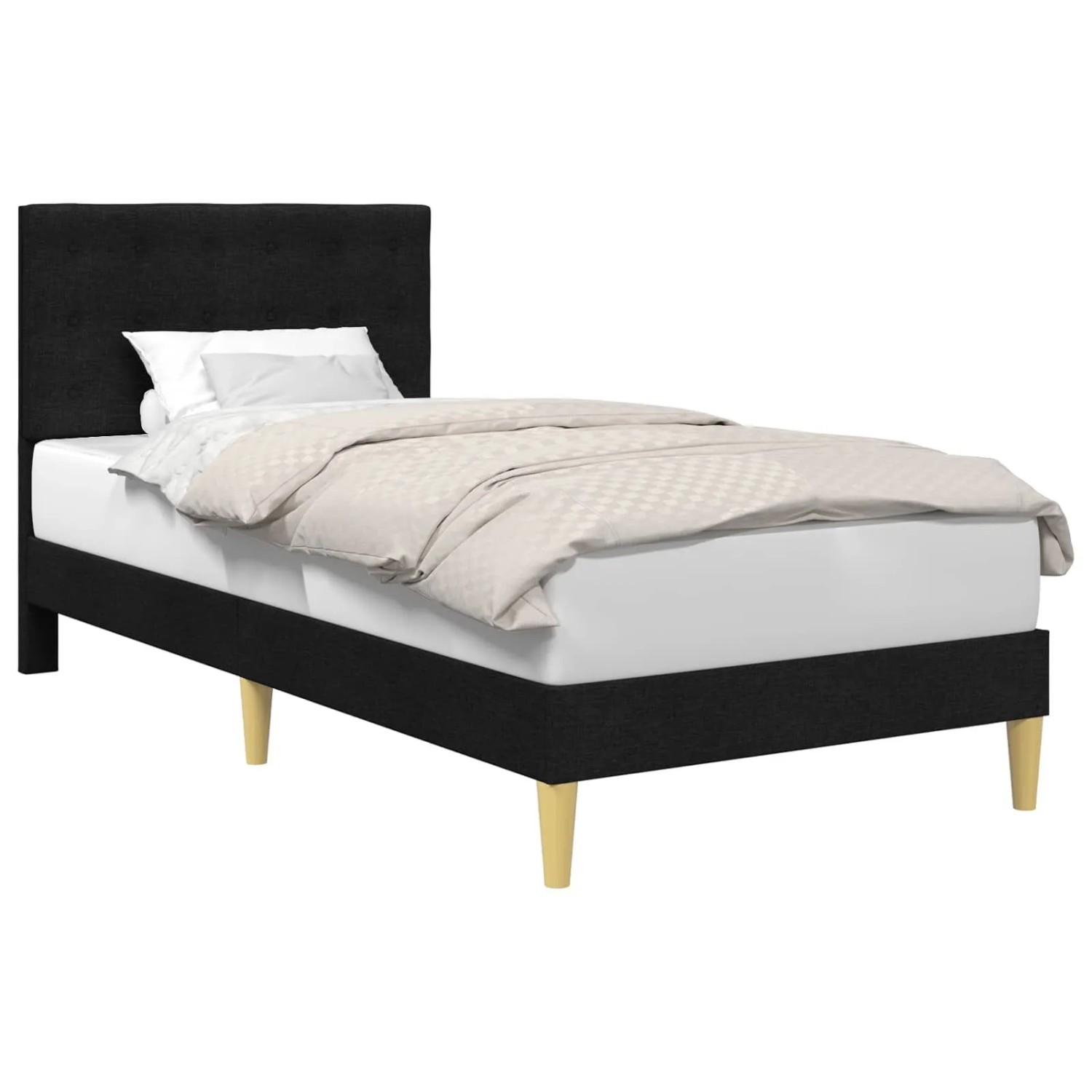 vidaXL Bettrahmen mit Kopfteil Schwarz 90 x 190 cm Stoff 42027763