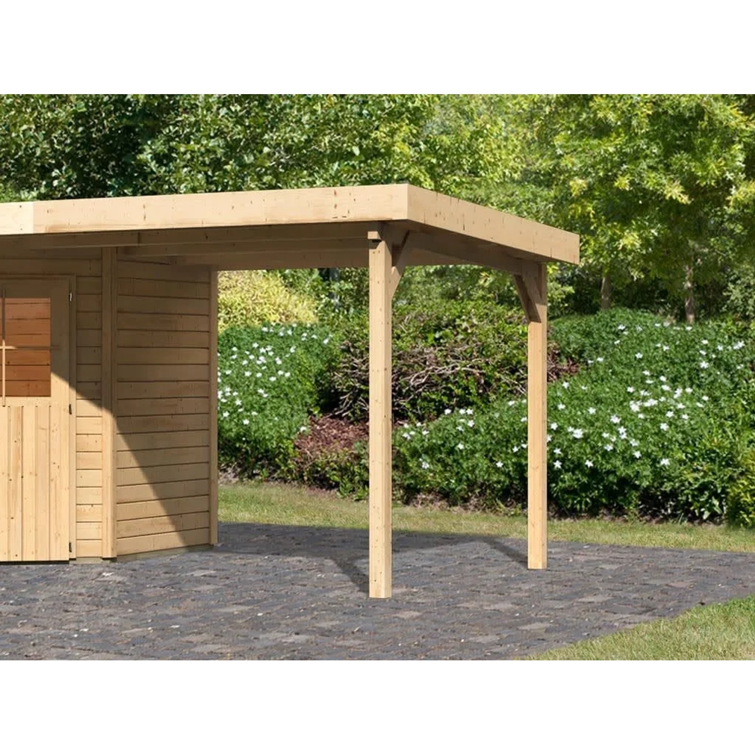 Karibu Anbaudach für Gartenhaus Neuruppin Naturbelassen