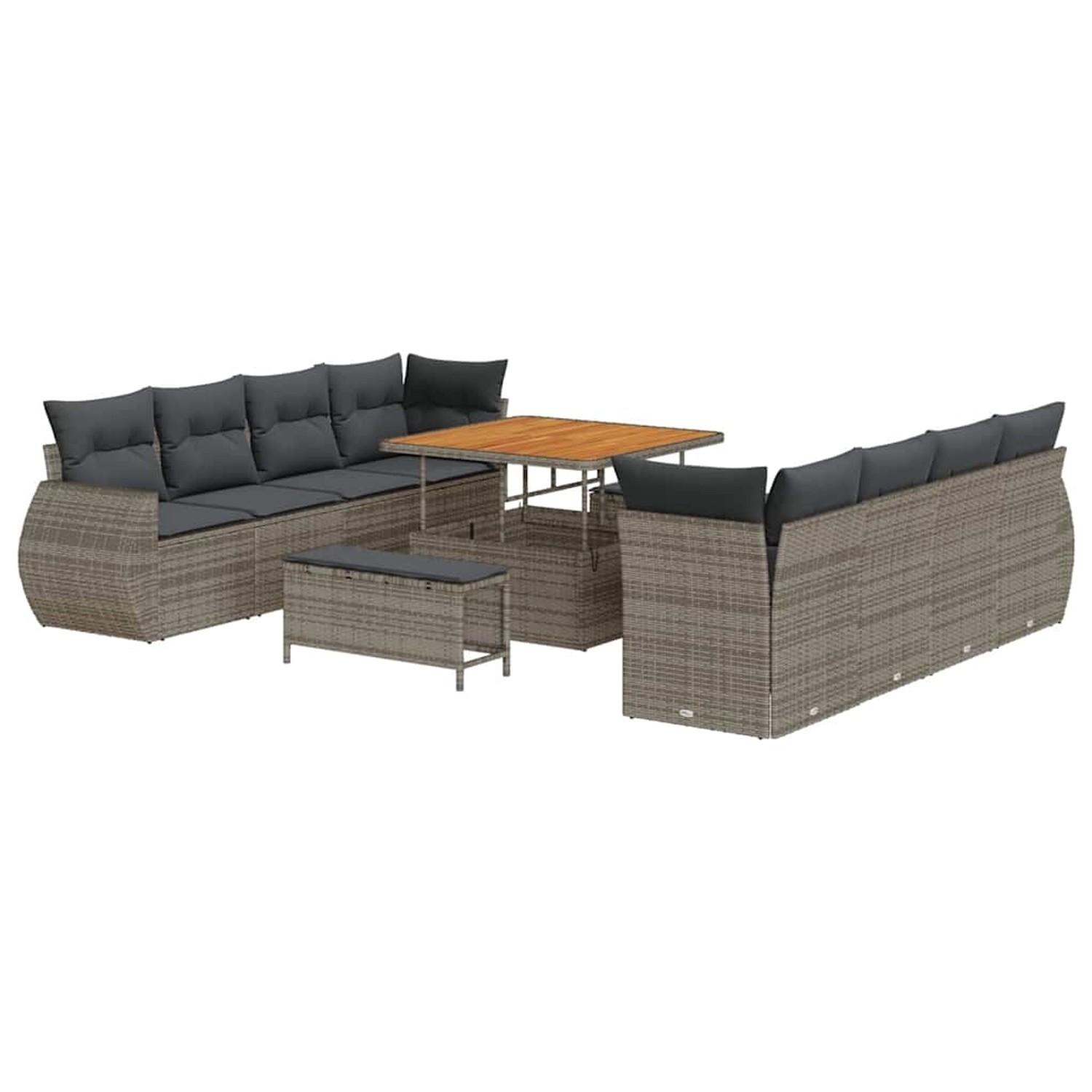 vidaXL Garten-Sofa-Set 11-Tlg Grau Poly Rattan 3361858 günstig online kaufen