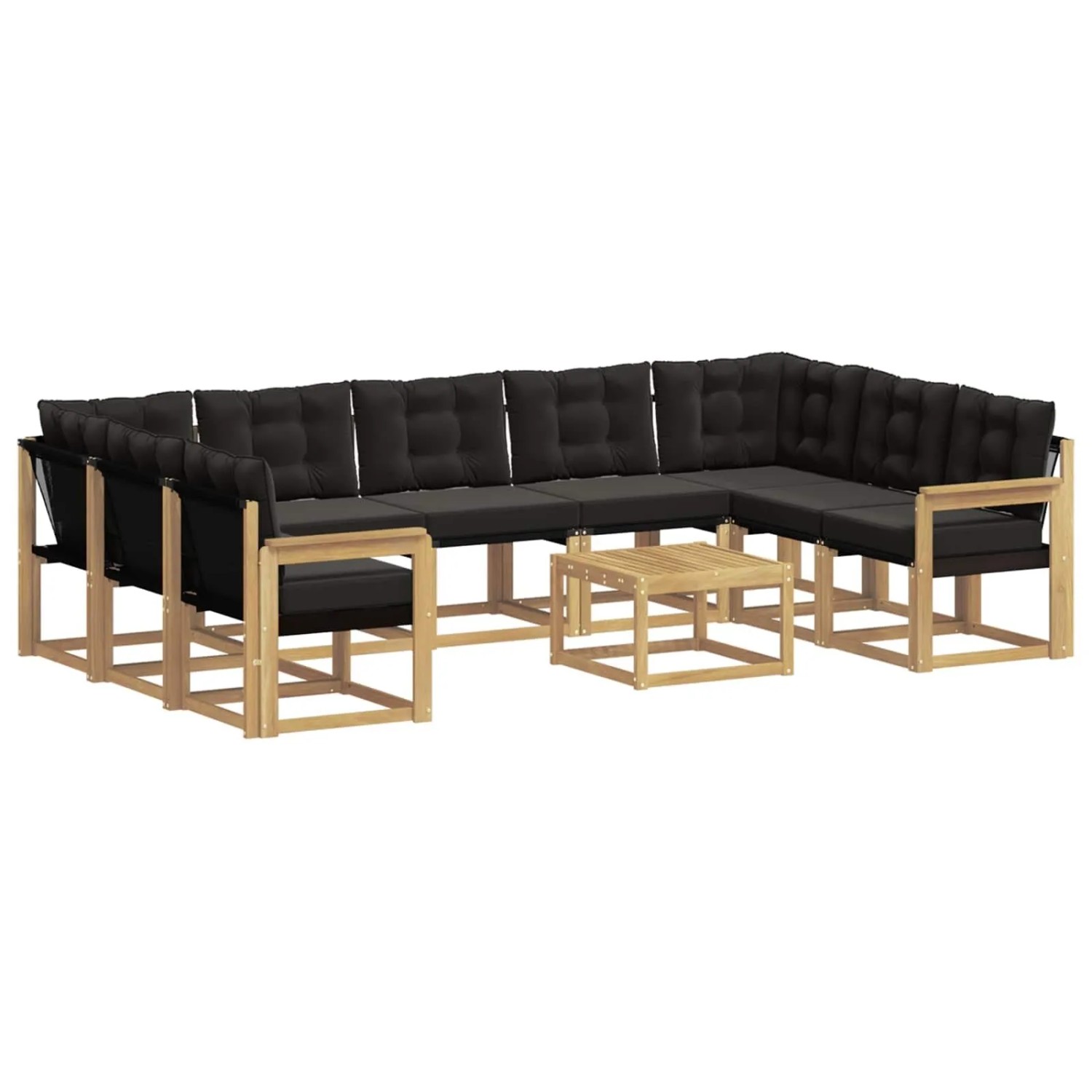 vidaXL Outdoor-Sofagarnitur mit Kissen 10 Stk Weiß und Schwarz 3389878