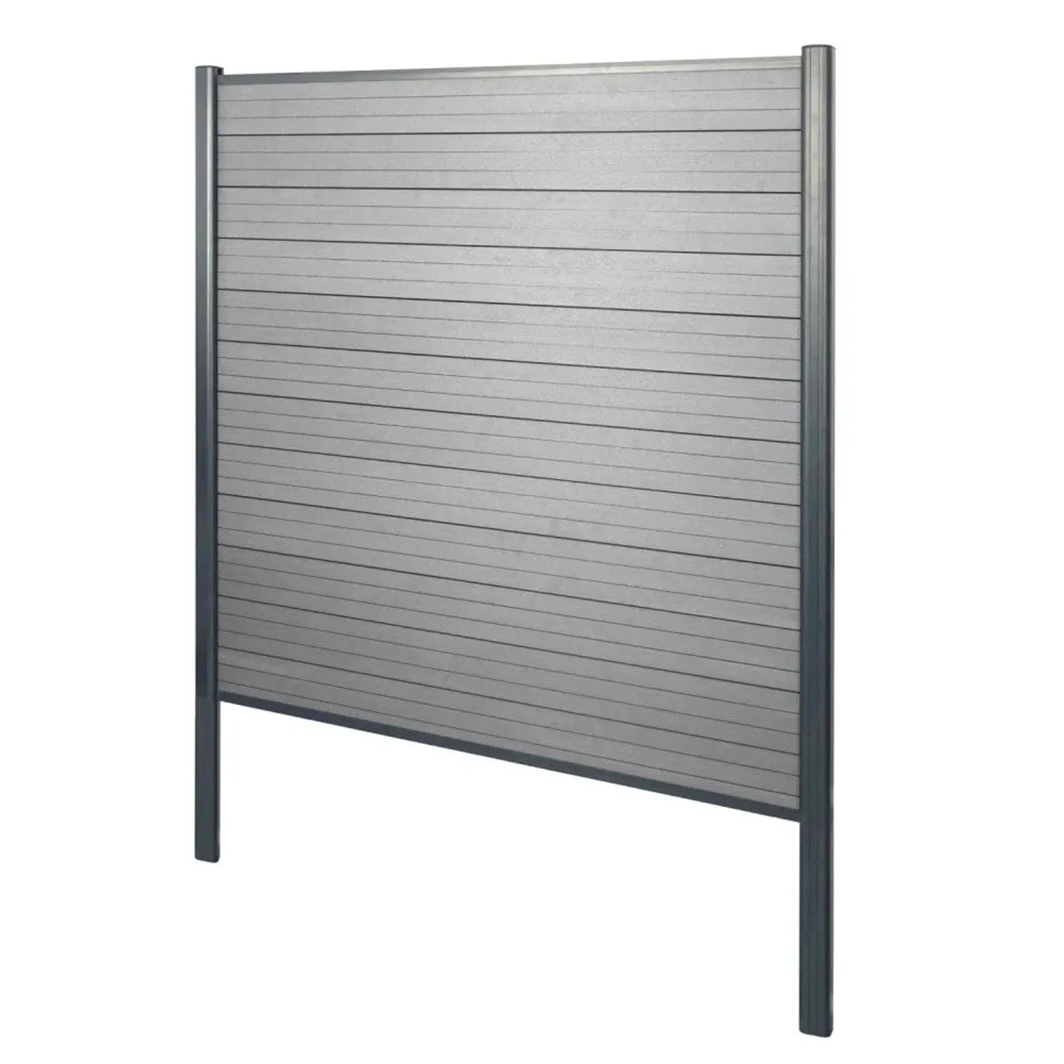 MCW WPC-Sichtschutz Savoie Windschutz Zaun Alu-Pfosten Zum Einbetonieren - Basiselement 190cm Grau