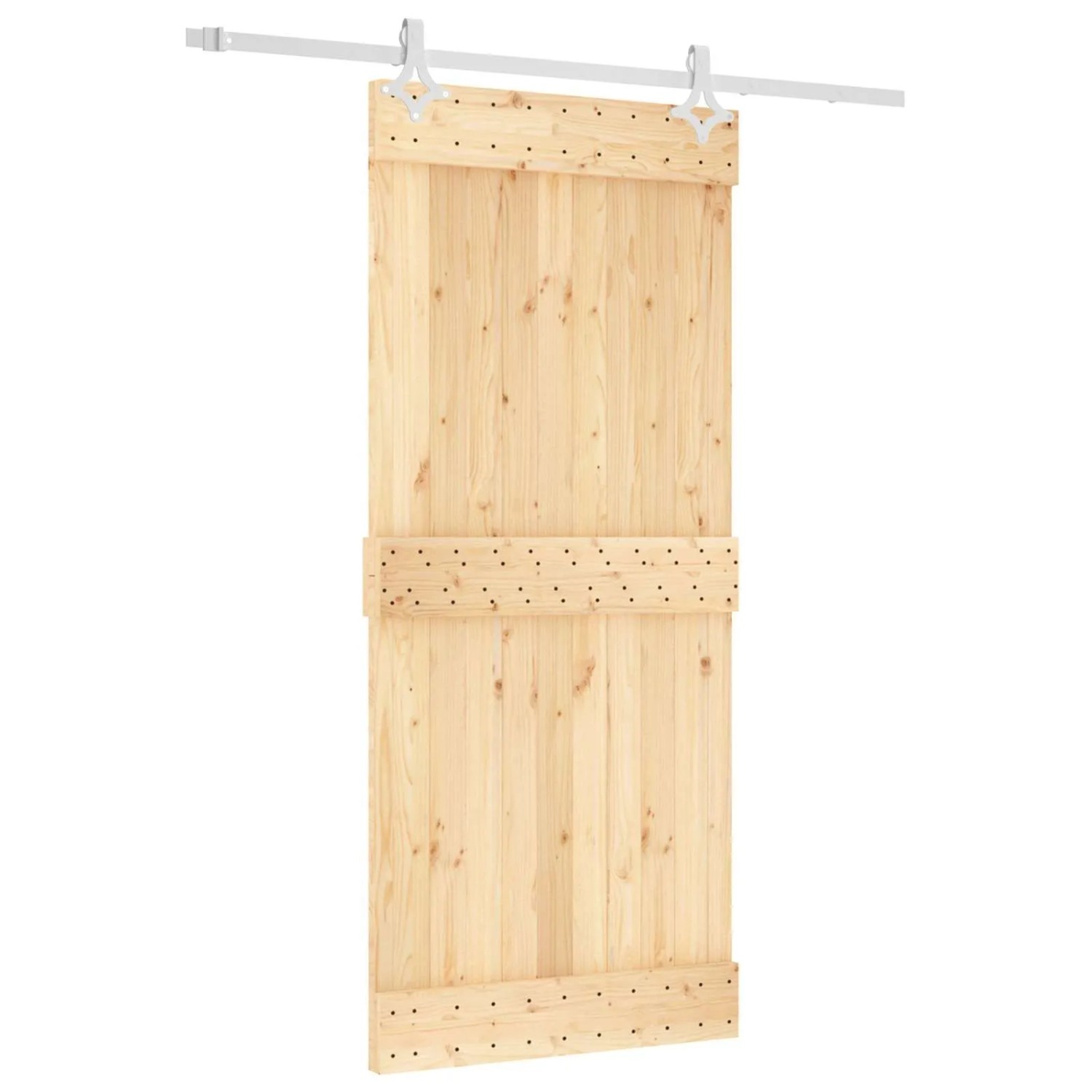 vidaXL Schiebetür Natur und Weiß 90 x 210 cm Massivkiefer 3445104
