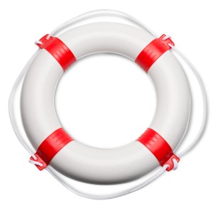 Seilflechter Rettungsring, Ø 60cm, rot-weiß, mit Randleine für Bootssicherheit.